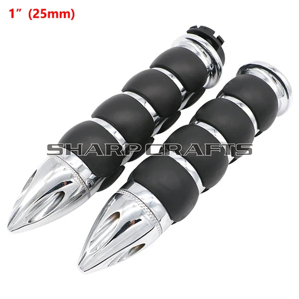 1" 25mm & 7/8'' 22mm Billet Rubber Flame Spike Hand Grips For Harley Honda Kawasaki Suzuki Yamaha  Bikes Cruiser Chopper Custom