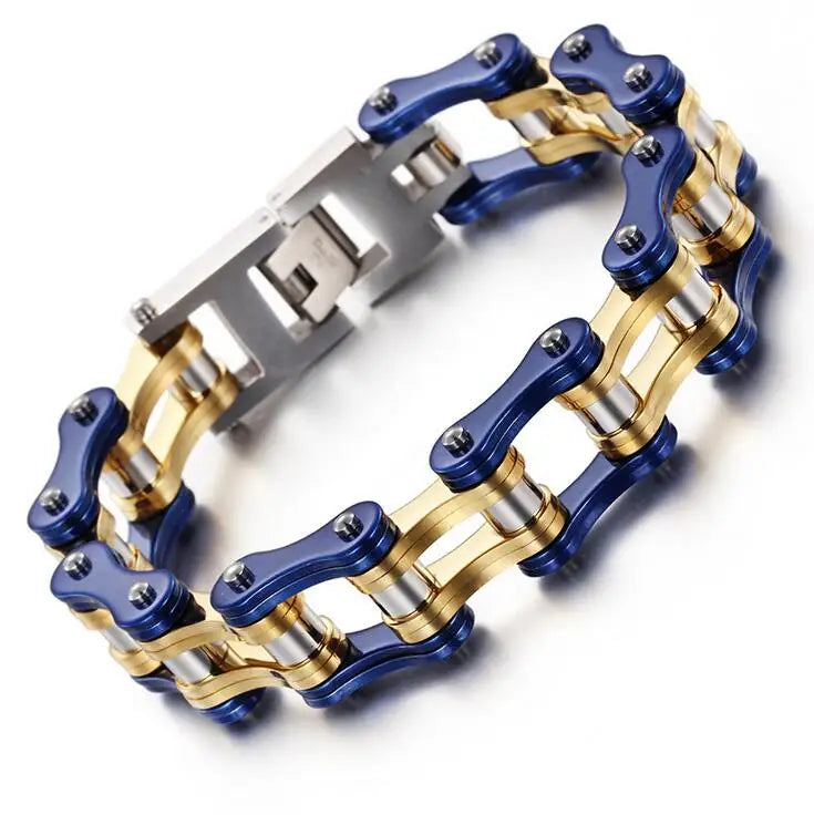 Punk Men's Orange Bicycle Bike Bracelets & Bangles Black Motorcycle Chain Bracelet Men Women Stainless Steel Biker Wrist Jewelry