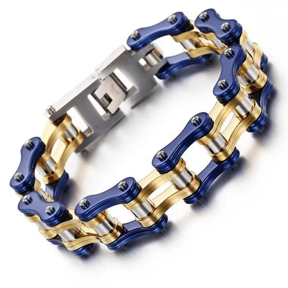 Punk Men's Orange Bicycle Bike Bracelets & Bangles Black Motorcycle Chain Bracelet Men Women Stainless Steel Biker Wrist Jewelry