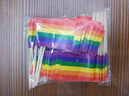 Free Shipping Rainbow Toothpick Flag Lesbian Gay Pride LGBT Flag Banner Colorful Rainbow Flag cooktail sticks