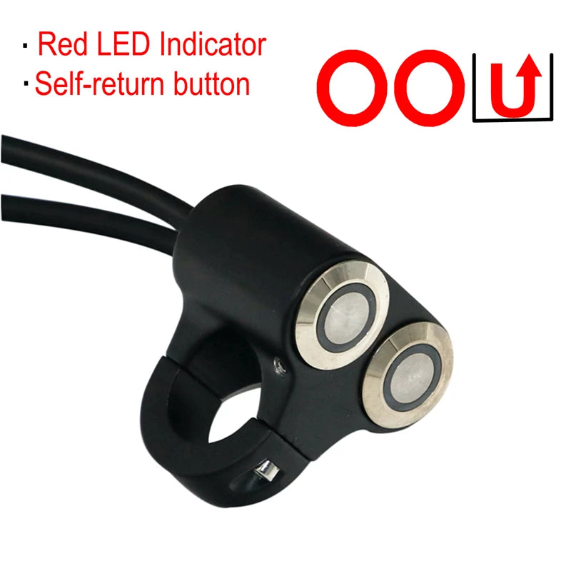 LMoDri 22mm Handlebar Motorcycle Switches ATV Scooter Headlight Hazard Brake Fog Light Switch ON-OFF Aluminum With Indicator DIY