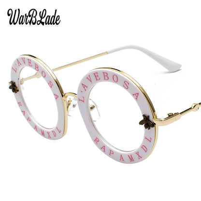 WarBLade Retro Round Glasses Clear Lens English Letters Little Bee Men Women Brand Glasses Fashion Male Female Oculos De Sol
