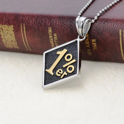 Silver color Gold color Men 1%er One Percenter Outlaw Biker Motorcycle Club Stainless Steel Pendant