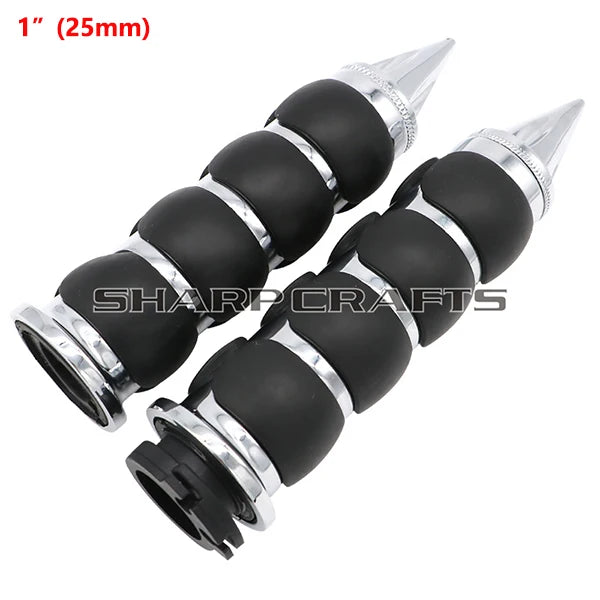1" 25mm & 7/8'' 22mm Billet Rubber Flame Spike Hand Grips For Harley Honda Kawasaki Suzuki Yamaha  Bikes Cruiser Chopper Custom