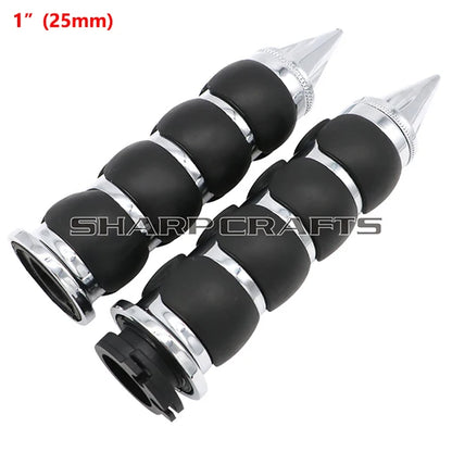 1" 25mm & 7/8'' 22mm Billet Rubber Flame Spike Hand Grips For Harley Honda Kawasaki Suzuki Yamaha  Bikes Cruiser Chopper Custom
