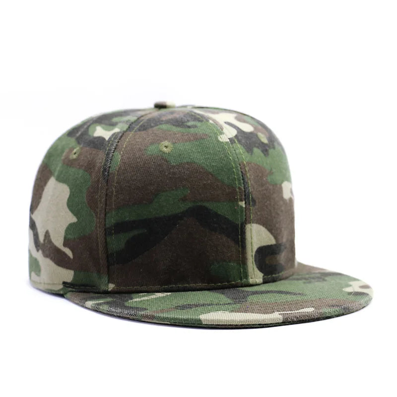 Full close camouflage hip hop cap whole closure women men's plus size flat brim bill baseball cap fitted snapback hat 56-62cm