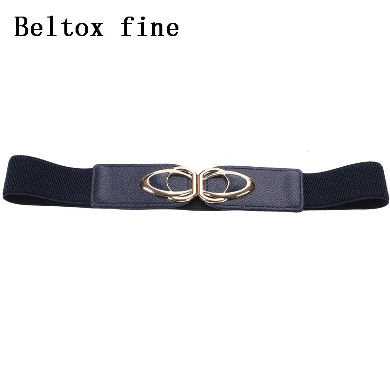 Fashion Thick PU Leather Elastic Wide Belts for Women Stretch Waist Dress Plus Size