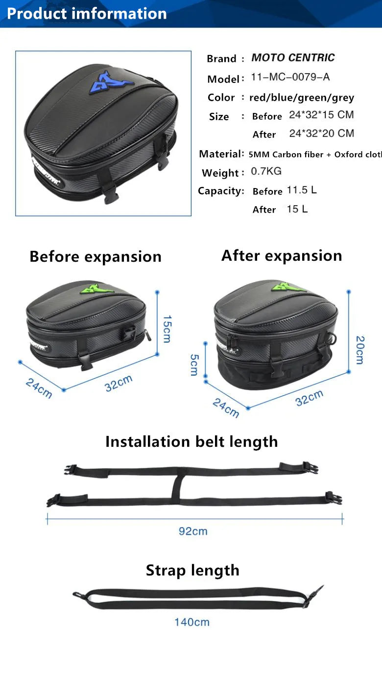 Motocentric Waterproof Motorcycle Tail Bag Multifunction Motorcycle Rear Seat Bag High Capacity Motorcycle Bag Rider Backpack