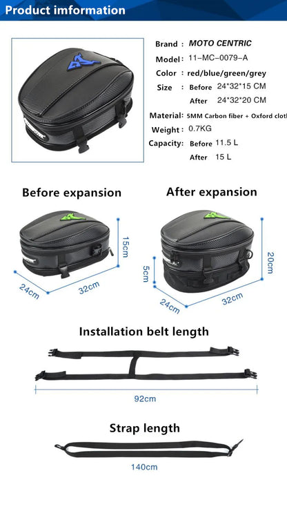 Motocentric Waterproof Motorcycle Tail Bag Multifunction Motorcycle Rear Seat Bag High Capacity Motorcycle Bag Rider Backpack