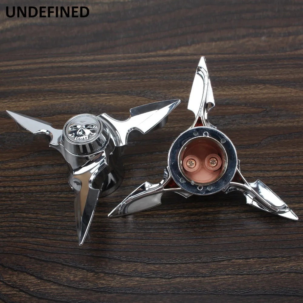 Motorcycle Chrome Skull Spun Blade Axle Caps Cover Front Axle Nut Covers For Harley Sportster Dyna Softail V-Rod Plastic