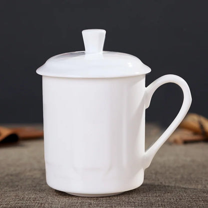 Jingdezhen Bone China ceramic large cups with cover drinkware Porcelain mug meeting gift Office mug about 500ml
