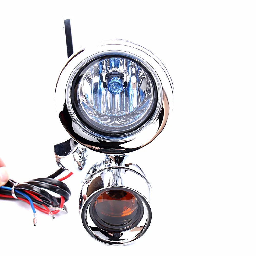 Chrome Fairing Mounted Driving Lights&Smoked Turn Signals For Harley Touring FLH/T FLHX FLHR Trike 1996-2013 Models
