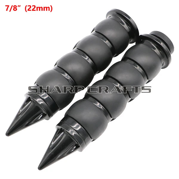 1" 25mm & 7/8'' 22mm Billet Rubber Flame Spike Hand Grips For Harley Honda Kawasaki Suzuki Yamaha  Bikes Cruiser Chopper Custom