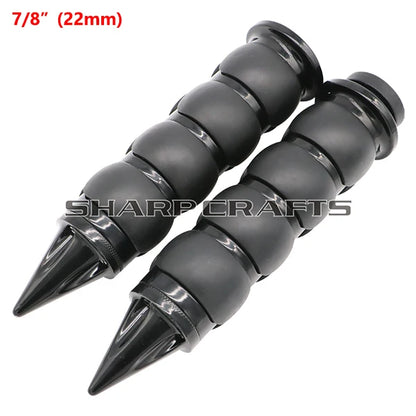 1" 25mm & 7/8'' 22mm Billet Rubber Flame Spike Hand Grips For Harley Honda Kawasaki Suzuki Yamaha  Bikes Cruiser Chopper Custom