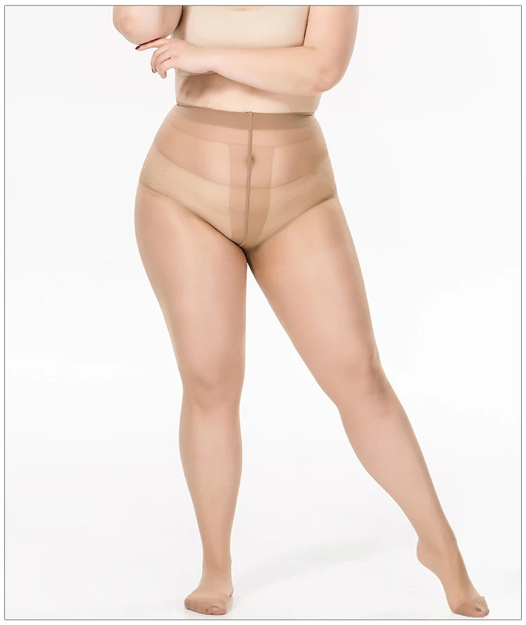 Summer Thin Large Size Tights Anti-hook Tear Resistant Super Elastic Magical T Crotch Seamless Pantyhose Plus Size Nylons Lady