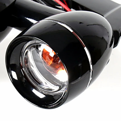 Gloss Black Fairing Mounted Driving Lights Turn Signals For Harley 1996-2013 Elctra Street Glide&1996-2023 Road King