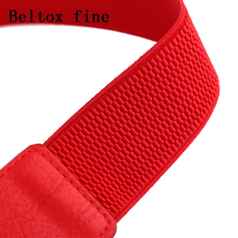 Fashion Thick PU Leather Elastic Wide Belts for Women Stretch Waist Dress Plus Size