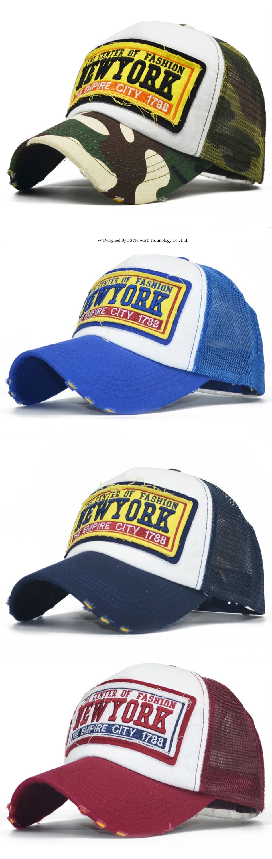 FS Summer Mesh Trucker Hats Blue Baseball Cap For Men Women Outdoor Sports Golf Hat Street Snapback Hip Hop Caps Bone Masculino