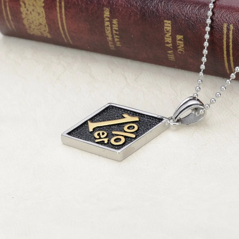 Silver color Gold color Men 1%er One Percenter Outlaw Biker Motorcycle Club Stainless Steel Pendant