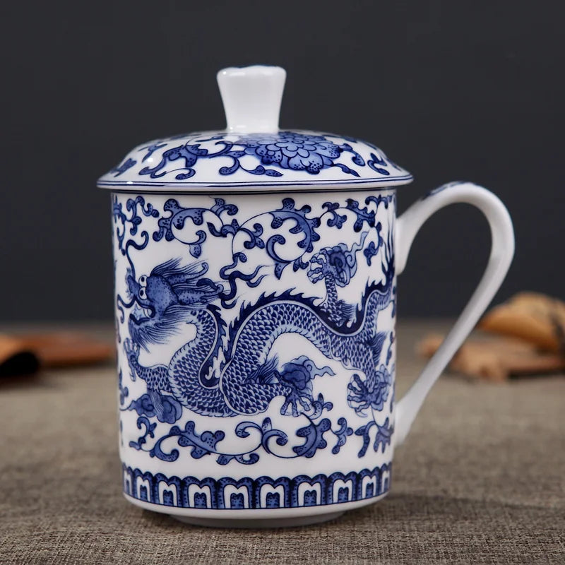 Jingdezhen Bone China ceramic large cups with cover drinkware Porcelain mug meeting gift Office mug about 500ml