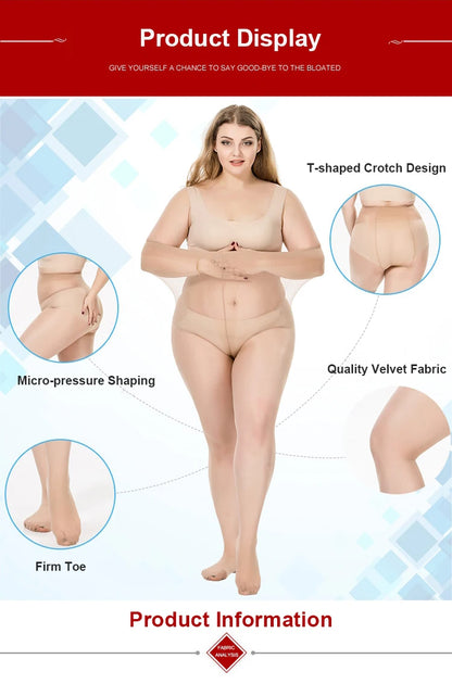 Summer Thin Large Size Tights Anti-hook Tear Resistant Super Elastic Magical T Crotch Seamless Pantyhose Plus Size Nylons Lady