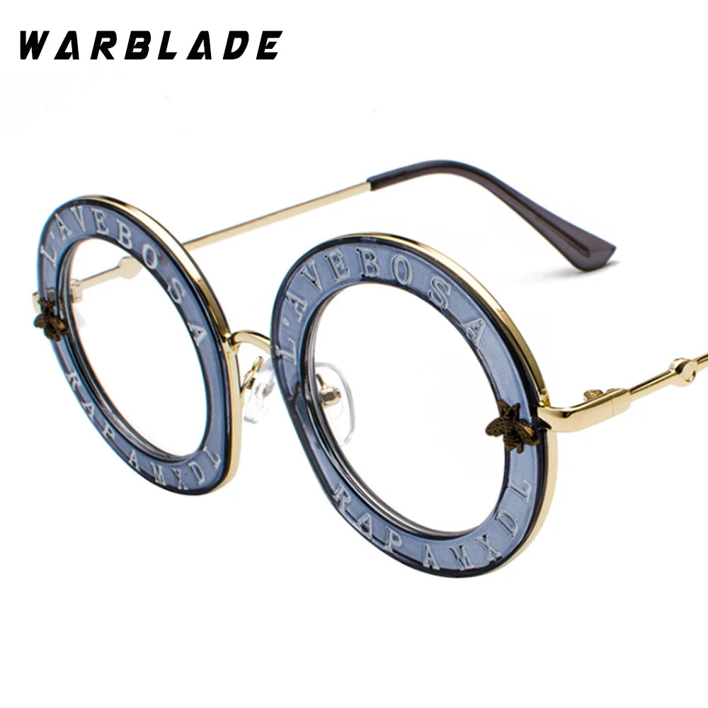 WarBLade Retro Round Glasses Clear Lens English Letters Little Bee Men Women Brand Glasses Fashion Male Female Oculos De Sol