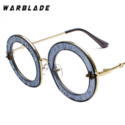 WarBLade Retro Round Glasses Clear Lens English Letters Little Bee Men Women Brand Glasses Fashion Male Female Oculos De Sol