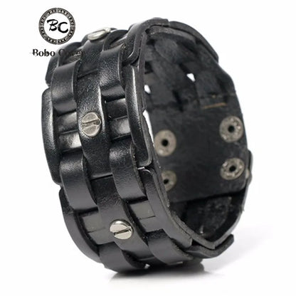 Bobo Cover 2024 New Arrivel Hand-woven Bandage Charm Men's Bracelets Popular Simple Mosaic Wrap Black Leather Bracelets