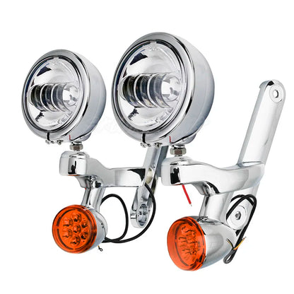4.5 inch LED Fog Light Passing Light Match Housing Bucket Auxiliary Fog Lamp Bracket Turn Signal Light For Road King