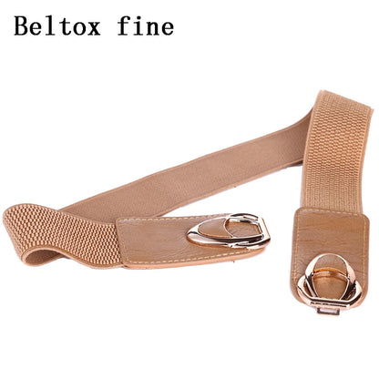 Fashion Thick PU Leather Elastic Wide Belts for Women Stretch Waist Dress Plus Size