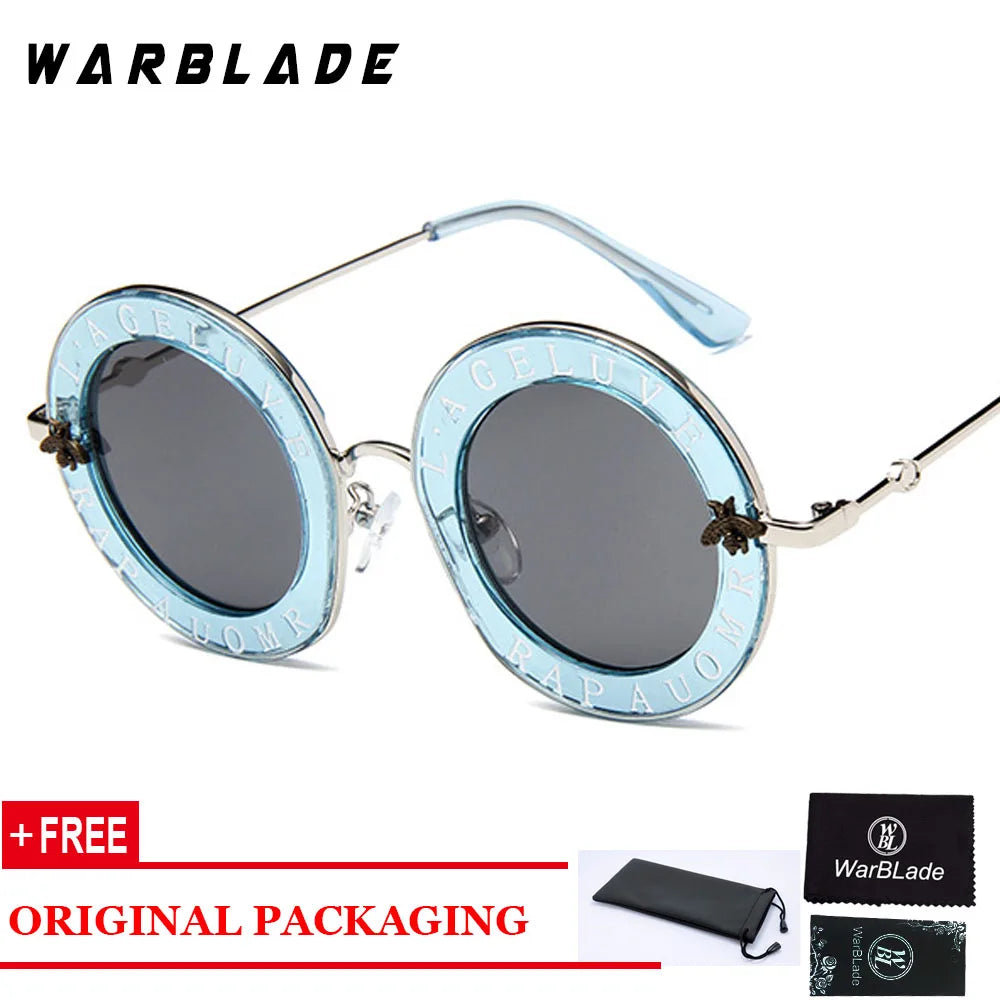 2020 Men Women Black Retro Round Sunglasses English Letters Little Bee Brand Glasses Designer Fashion Male Female Oculos De Sol