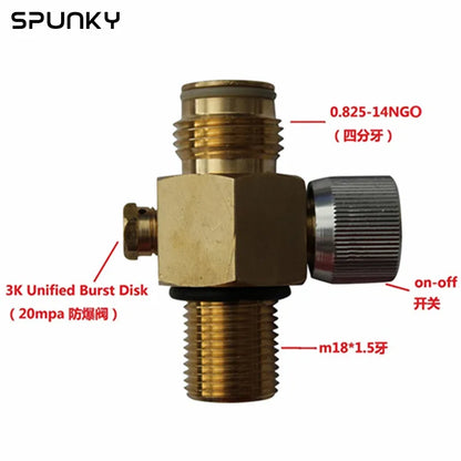 Paintball CO2 Tank Valve with On/Off Thread M18X1.5