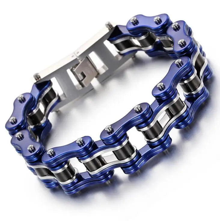 Punk Men's Orange Bicycle Bike Bracelets & Bangles Black Motorcycle Chain Bracelet Men Women Stainless Steel Biker Wrist Jewelry