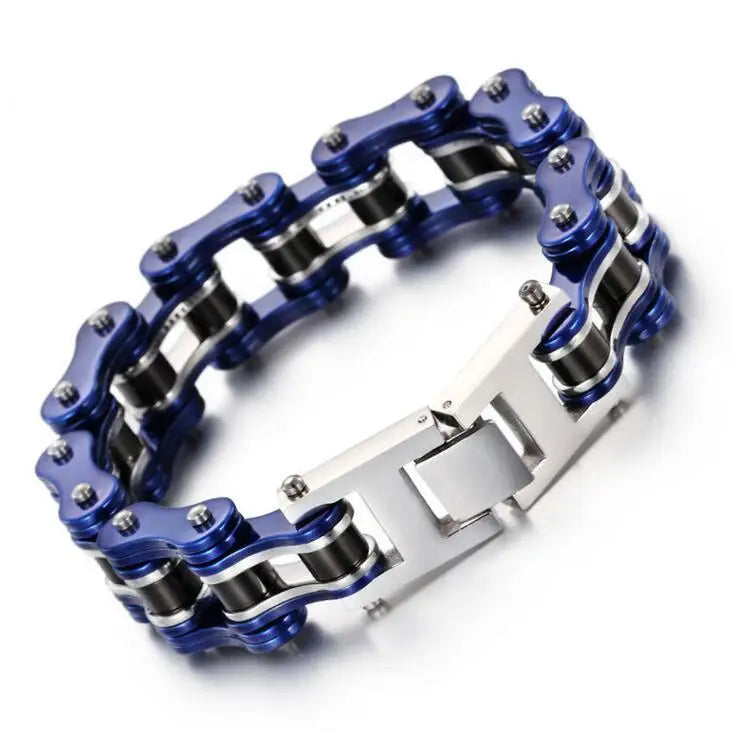 Punk Men's Orange Bicycle Bike Bracelets & Bangles Black Motorcycle Chain Bracelet Men Women Stainless Steel Biker Wrist Jewelry