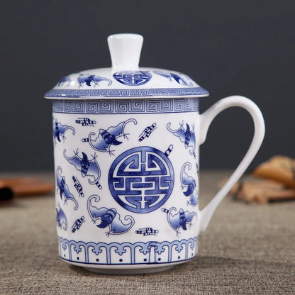 Jingdezhen Bone China ceramic large cups with cover drinkware Porcelain mug meeting gift Office mug about 500ml