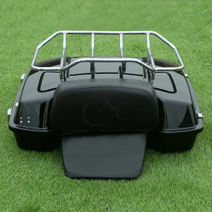 Motorcycle 5.5" Razor Trunk +Top Rack & Backrest For Harley Touring  Road King Street Electra Glide 1997-2013 2012