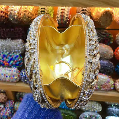XIYUAN women red/pink/blue/gold/silver Hollow Out Flower Birthday party Crystal Evening bag Clutch purse Minaudiere Handbags