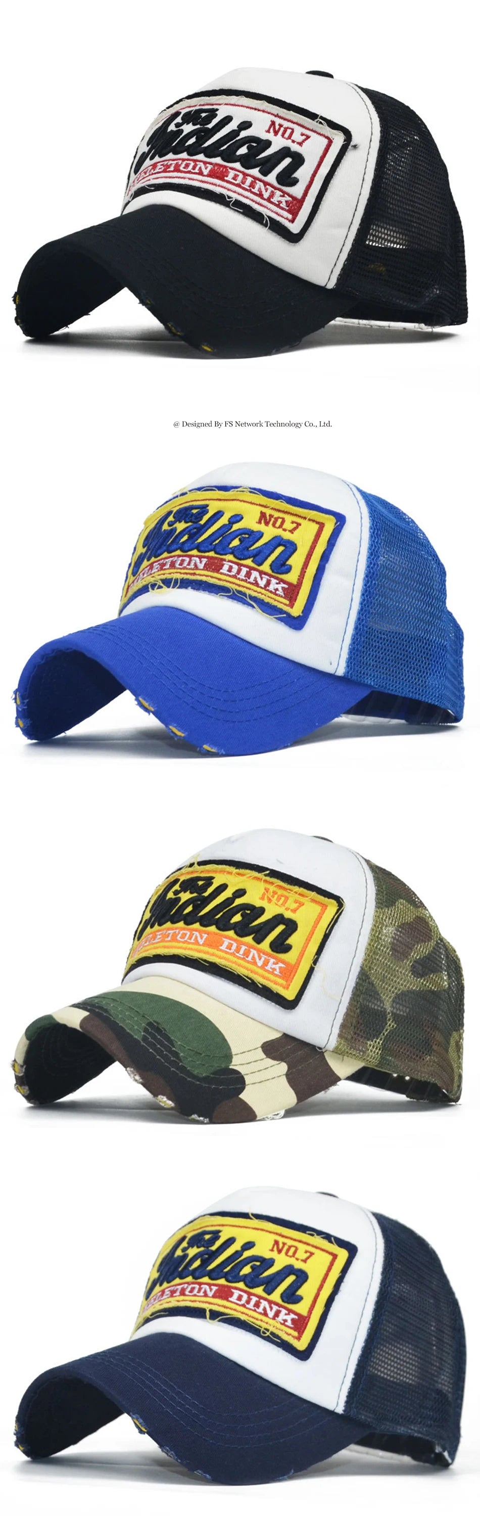 FS Summer Mesh Trucker Hats Blue Baseball Cap For Men Women Outdoor Sports Golf Hat Street Snapback Hip Hop Caps Bone Masculino