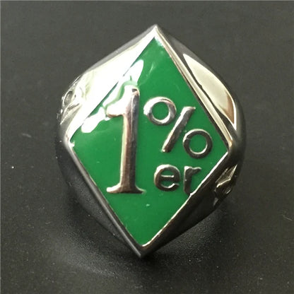 Drop Shipping Fashion Green Red 1%ER Biker Ring 316L Stainless Steel Hot Motor Biker Club Ring