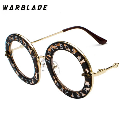 WarBLade Retro Round Glasses Clear Lens English Letters Little Bee Men Women Brand Glasses Fashion Male Female Oculos De Sol