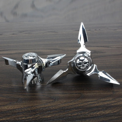 Motorcycle Chrome Skull Spun Blade Axle Caps Cover Front Axle Nut Covers For Harley Sportster Dyna Softail V-Rod Plastic