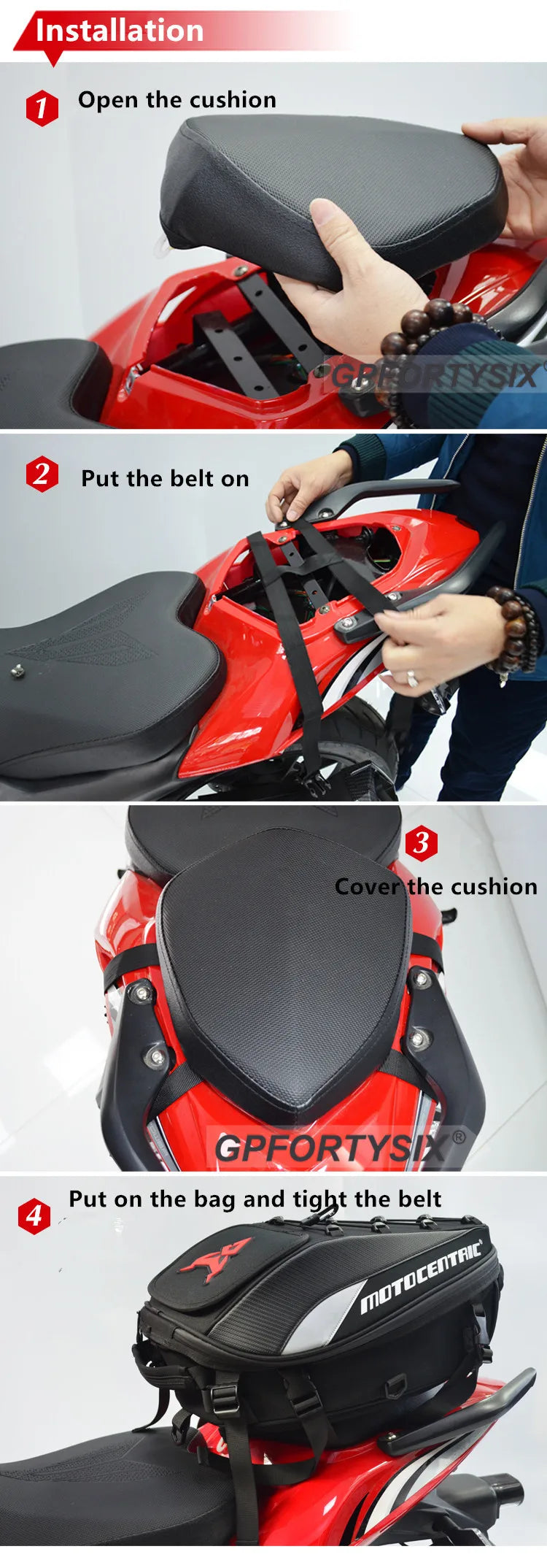 Motocentric Waterproof Motorcycle Tail Bag Multifunction Motorcycle Rear Seat Bag High Capacity Motorcycle Bag Rider Backpack