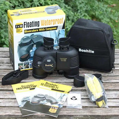 Profissional Telescope Boshile 7x50 Compass Binoculars Waterproof Floating HD Bak4 Powerful Nitrogen NavigatioHiking Hunting