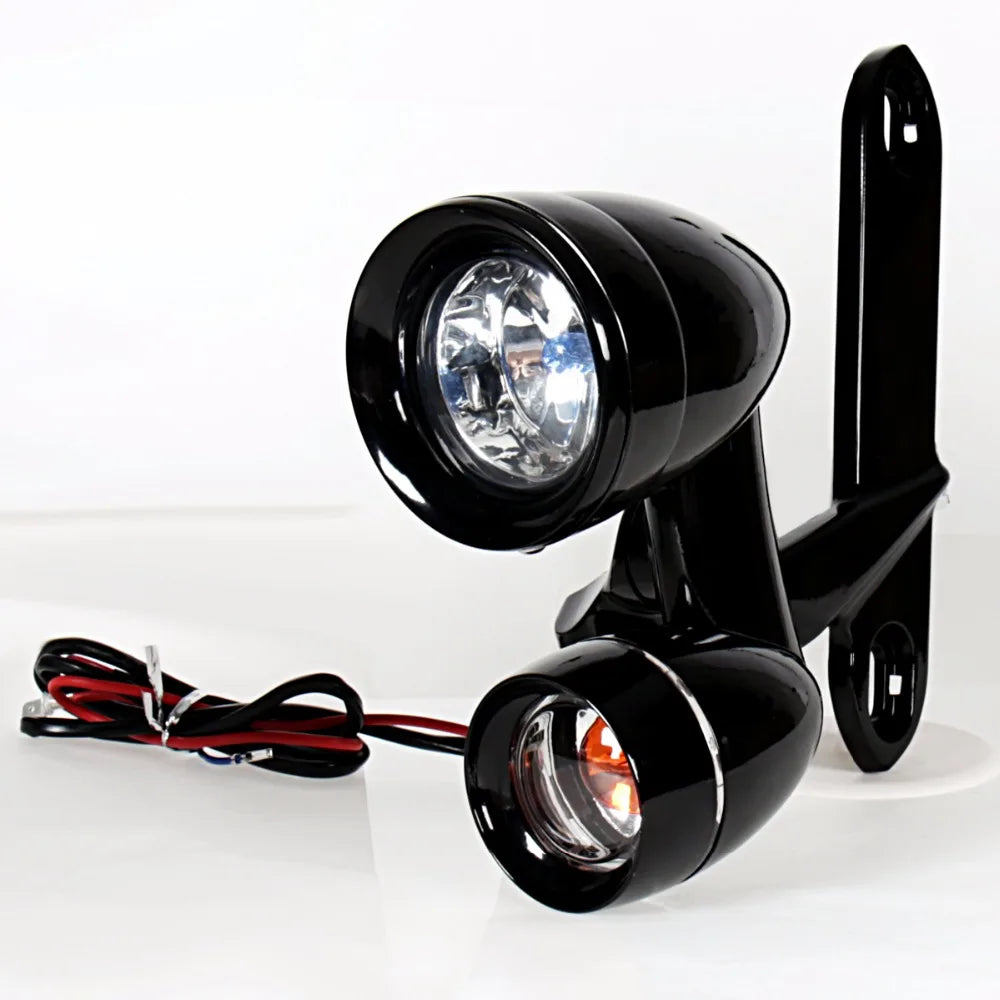 Gloss Black Fairing Mounted Driving Lights Turn Signals For Harley 1996-2013 Elctra Street Glide&1996-2023 Road King