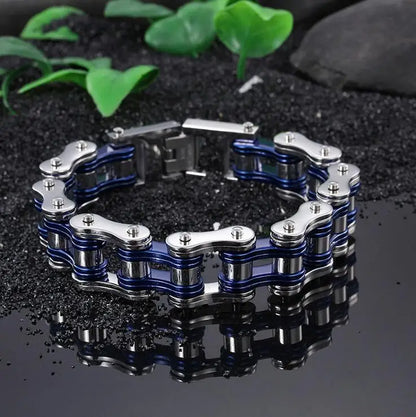 Punk Men's Orange Bicycle Bike Bracelets & Bangles Black Motorcycle Chain Bracelet Men Women Stainless Steel Biker Wrist Jewelry