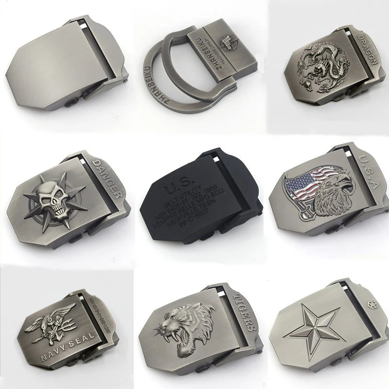 BOKADIAO Canvas Belt Only Buckle Alloy Metal Buckle 4.5 X 6.8cm Luxury Military Army Tactical Belt Buckle with Width 3.8cm Belts