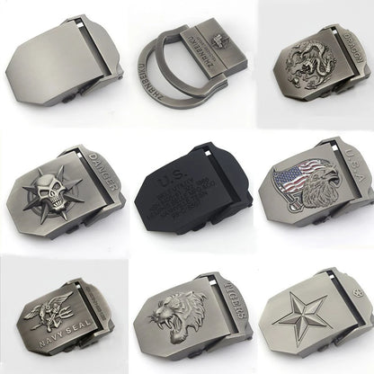 BOKADIAO Canvas Belt Only Buckle Alloy Metal Buckle 4.5 X 6.8cm Luxury Military Army Tactical Belt Buckle with Width 3.8cm Belts