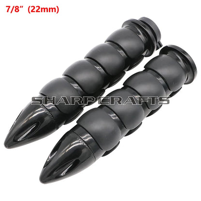 1" 25mm & 7/8'' 22mm Billet Rubber Flame Spike Hand Grips For Harley Honda Kawasaki Suzuki Yamaha  Bikes Cruiser Chopper Custom