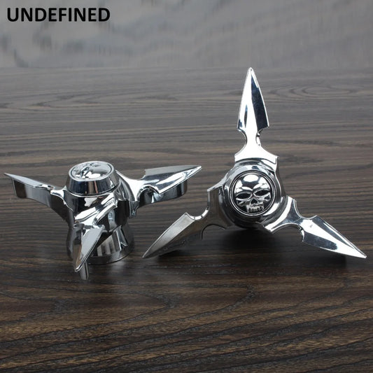 Motorcycle Chrome Skull Spun Blade Axle Caps Cover Front Axle Nut Covers For Harley Sportster Dyna Softail V-Rod Plastic