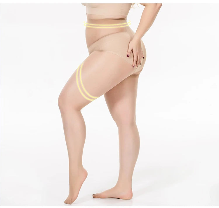 Summer Thin Large Size Tights Anti-hook Tear Resistant Super Elastic Magical T Crotch Seamless Pantyhose Plus Size Nylons Lady